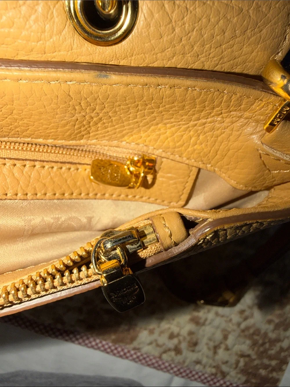 Women’s MCM Milla  Leather Top-Handle Satchel - Tan color.